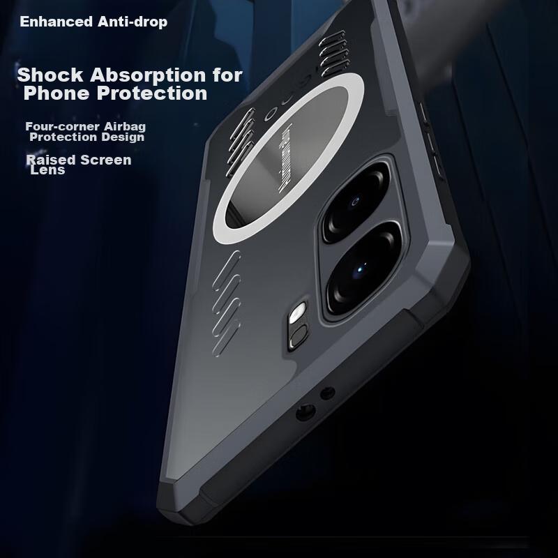 Phone Case for Vivo IQOO Neo9/Pro/Neo9S Pro/+ with Heat Dissipation Protection, Full Coverage Anti-Drop Transparent, Metal Magnetic Heat Sink, Black
