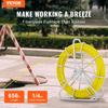 VEVOR Fish Tape Fiberglass, 200 M, 6.35 Mm, Duct Rodder Fishtape Wire Puller, Cable Running Rod with Steel Reel Stand, 3 Pulling Heads