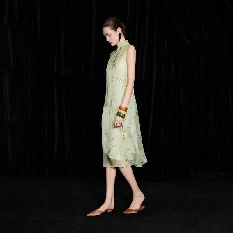 LANGZI New Chinese Style Stand Collar Cheongsam Dress