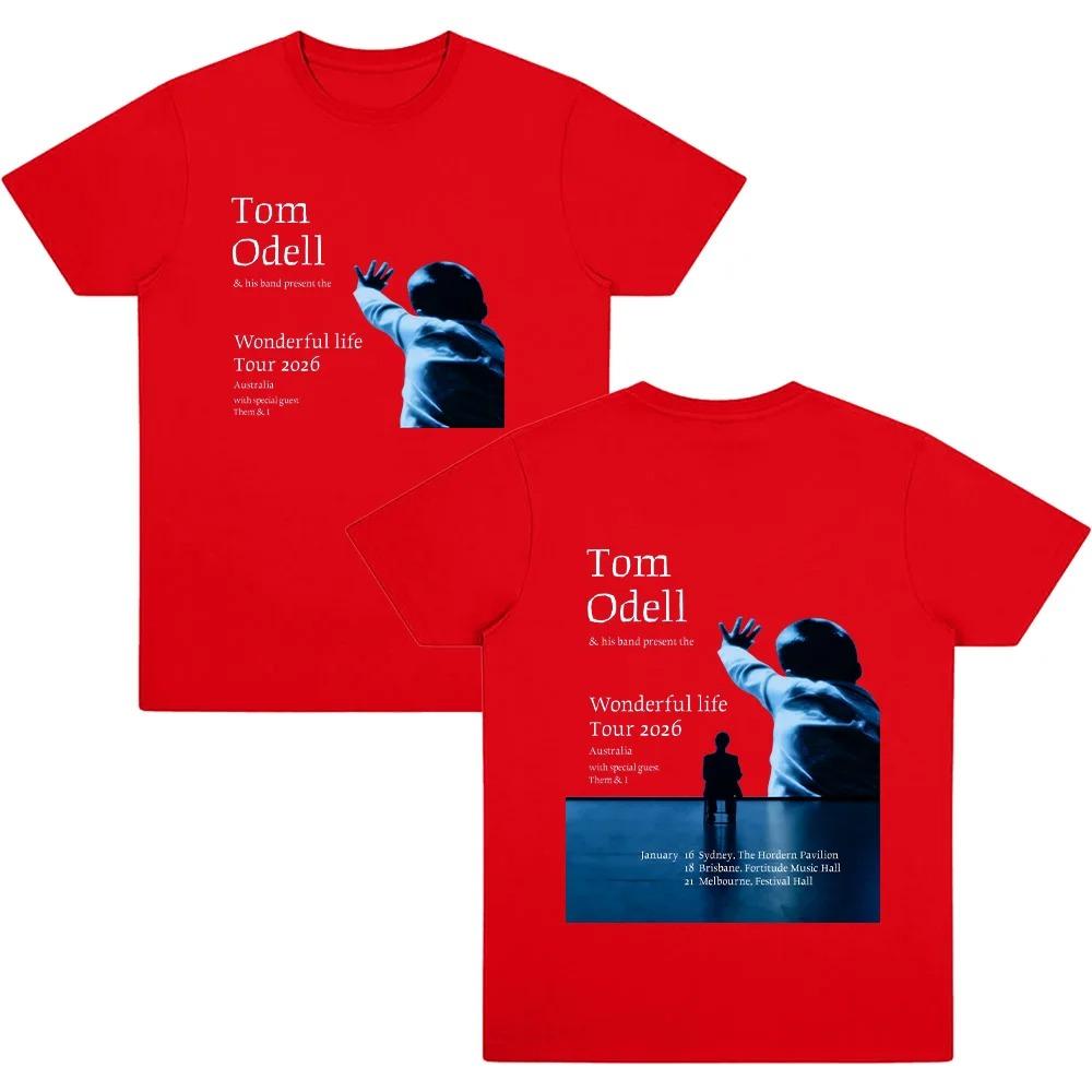 Футболка Tom Odell Wonderful Life Tour 2026 Женская Летняя Стильная Хип-Хоп 100% Хлопок Оверсайз Круглый Вырез Короткий Рукав S
