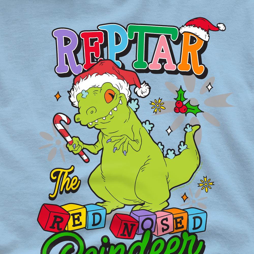Rugrats Mens Reptar The Red Nosed Reindeer Christmas T-Shirt