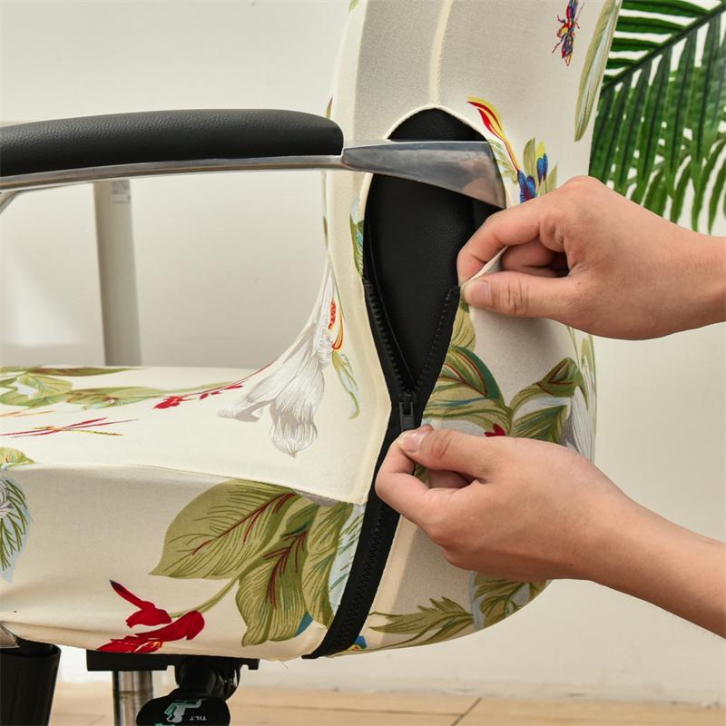 Bedruckter Bürostuhlbezug Computerstuhlbezug All-Inclusive Universeller Elastischer Sitzbezug mit Armlehnen Drehstuhl Heimdekor