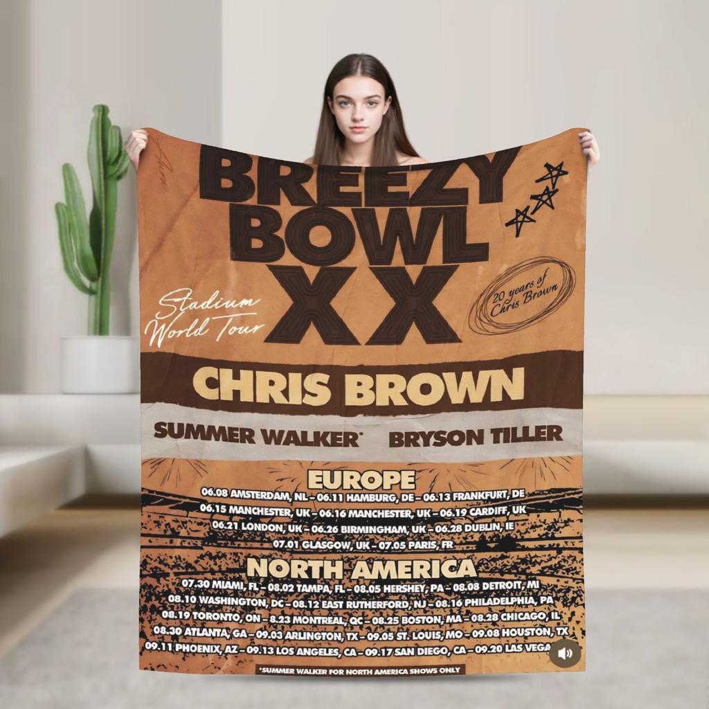 Warm Blanket Travel Chris Brown Breezy Bowl XX Bedding Throws Flannel Bedspread For Outdoor Novelty Sofa Bed Cover
