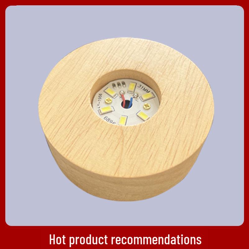 LED Crystal Base Wooden Night Light - AA Battery Powered Holiday Ornament