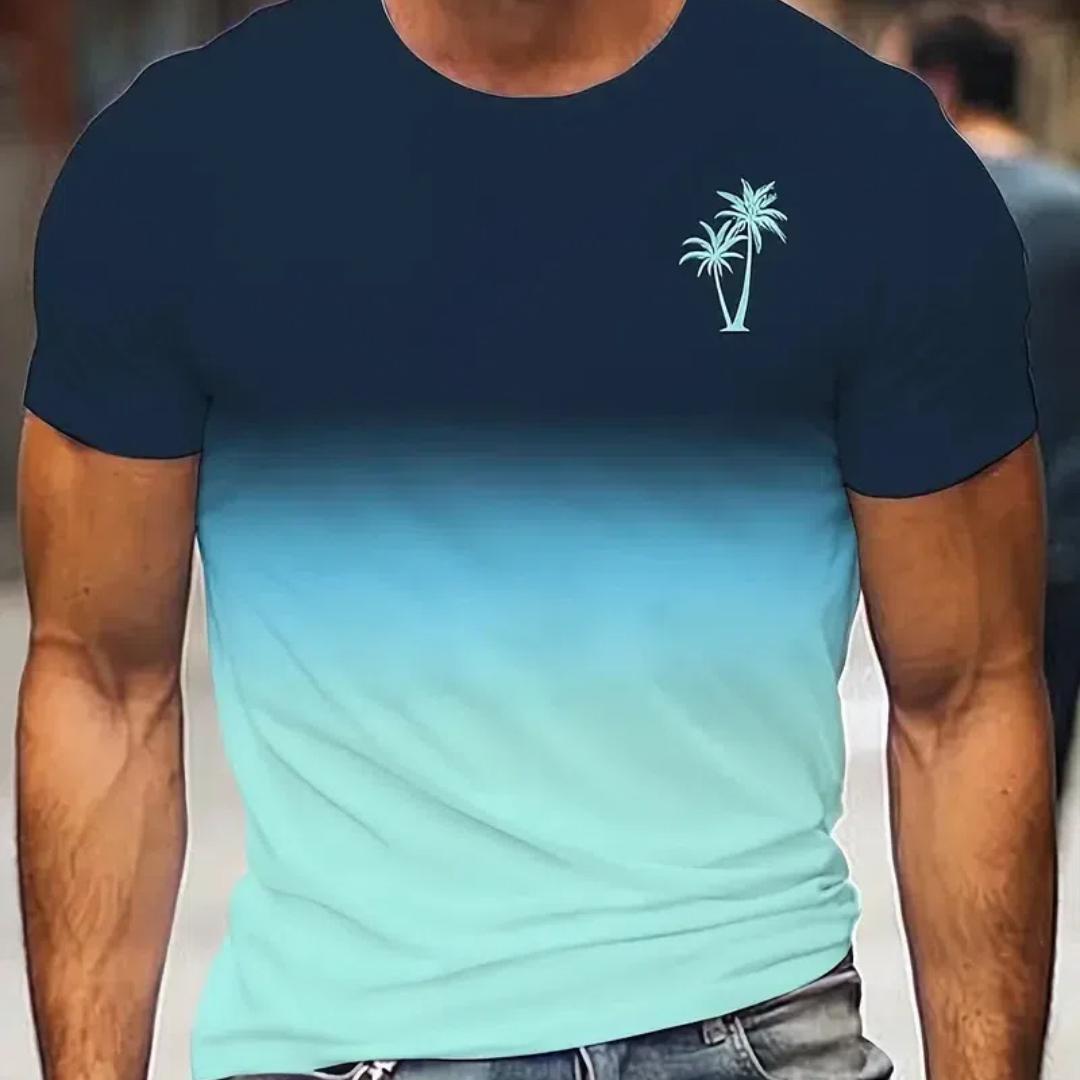 

Футболка Gradient Coconut Tree для мужчин, летняя пляжная гавайская футболка с 3D-принтом, для отдыха и спорта, дышащая, мужская одежда больших размеров 6XL