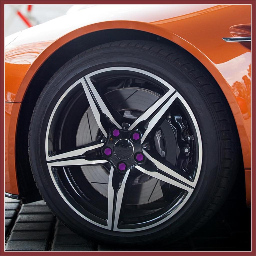 20pcs 21mm Universal Purple Plastic Car Wheel Nut Lug Hub Screw Rim Bolt Covers Dust Protection Caps with Removal Tool Clip Replace Parts