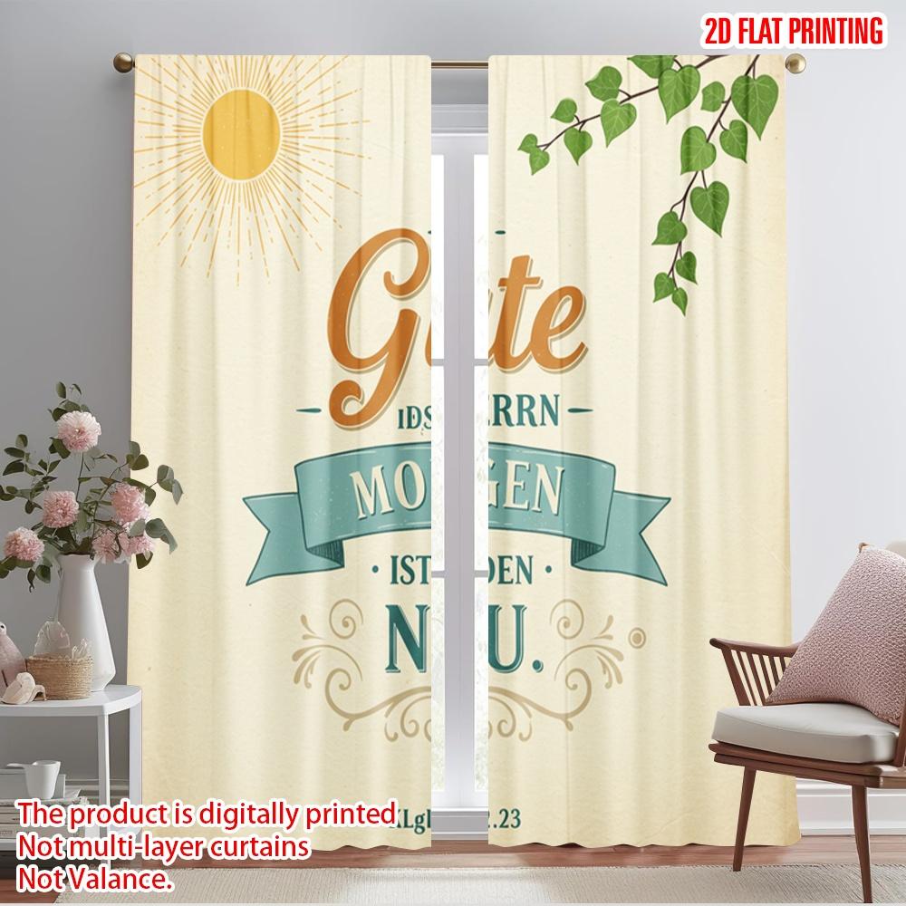

2pcs 2D flat printing Curtain Mercy New Morning God Polyester Fabric Without Electricity Holiday Decorations Use for Outdoor 52.50×116.00 CM 2pcs