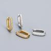 YHE0563 Geometric Oval Zirconia U-Shaped S925 Silver Stud Earrings for Women