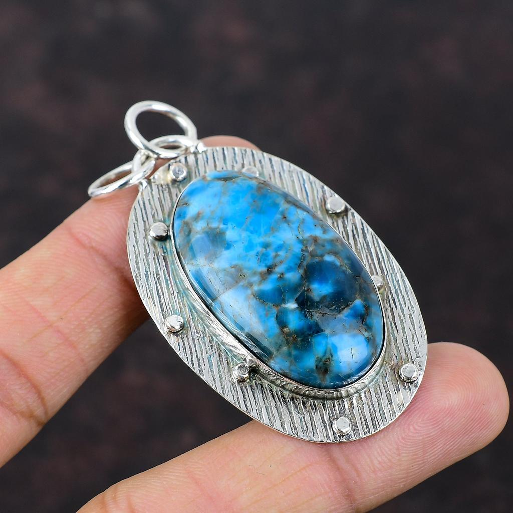 Neon Apatite Pendant 925 Sterling Silver Pendant Beautiful Gemstone Jewelry Handmade Boho Style Pendant Gift For Women Healing Stone Pendant