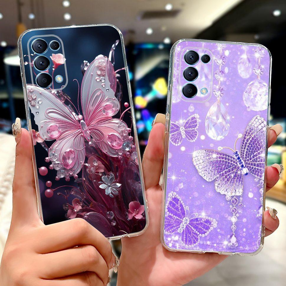 For Oppo Reno5 5G Case Stylish Flower Butterfly Soft Silicone Case For Oppo Reno5 Reno 5 K 5K Cases CPH2145 Cover Coque Bumper