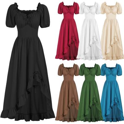 Women's Elegant And Beautiful Retro  Drawstring Ruffle Dress