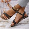 Women Casual Sandals 2024 New Summer Versatile Roman Sandals Women Comfortable Flat Bottomed Vacation Beach Shoes Women
