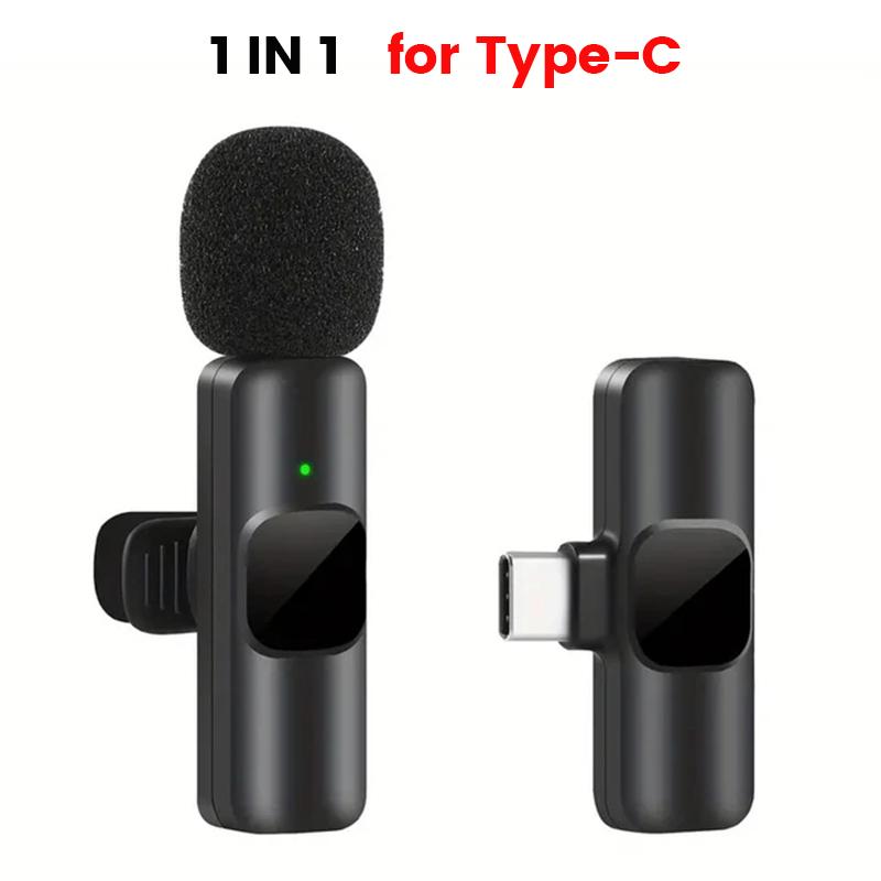 New Wireless Lavalier Microphone Portable Audio Video Recording Mini Mic for iPhone Android Live Broadcast Gaming Phone Mic