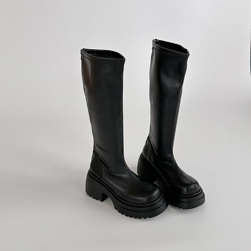 British Fashion Women's Martin Boots Versatile Thick-soled Heightening Boots Autumn and Winter Sleeve Slimming Temperament Elastic Boots