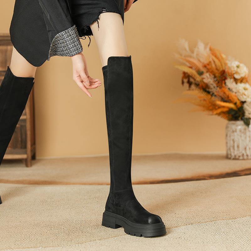 

Ретро ботфорты для маленькой осени и зимы, новые тонкие ботинки на толстой подошве для женщин 38