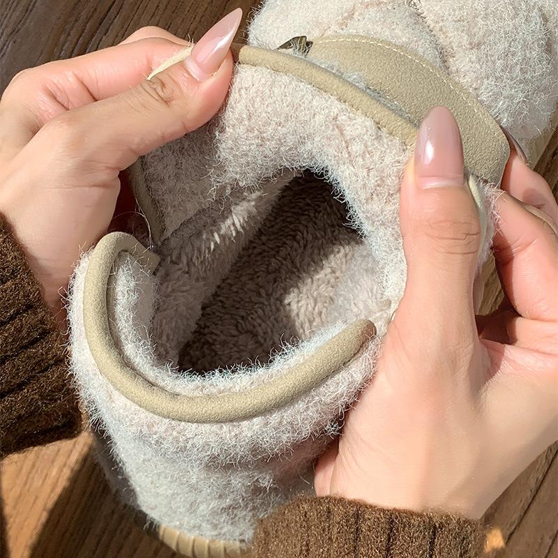 Women's Home Bootie Furry Slippers Warm Cozy Snow Boots with Fuzzy Plush Lined for Women Winter Non Slip House Shoes for Indoor Outdoor Short Boots