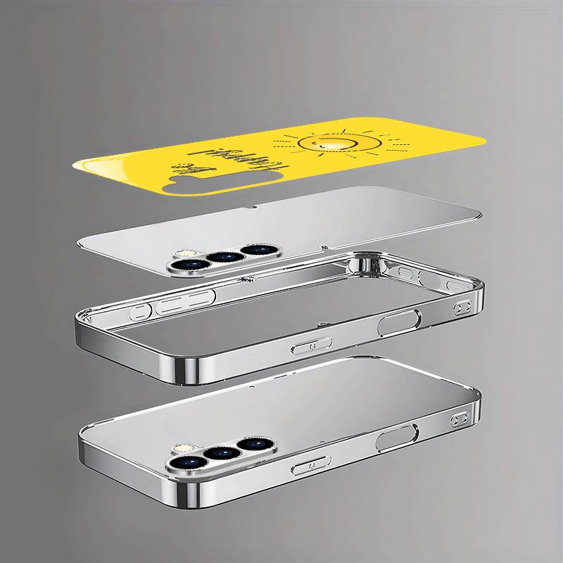 Glückliches Buchstabenmuster gehärtetes Glas Handyhülle geeignet für Samsung Galaxy S26 S25 S24 S22 S21 S20 FE/Ultra/Plus sturzfest