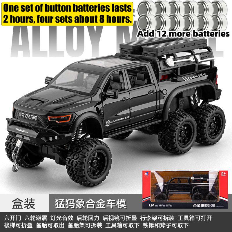 1:24 Dodge Hennessey Mammoth 1000 6x6 Tuned Overlanding Adventure Vehicle Sound And Light Collectibles Ornaments Birthday Gifts