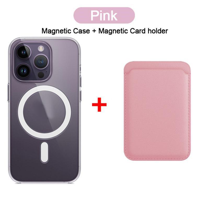 2in1 For Magsafe Card Holder Wallet Magnetic Case For iPhone 16 15 14 13 12 11 Pro XS Max X XR Wireless Charging Accessories