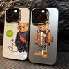 Coque de téléphone mode B-Baron Filou B-Bear pour iPhone 17,16,15,14,13,12,11 Plus,Pro Max,XS, Housse Colorée Argent Noir