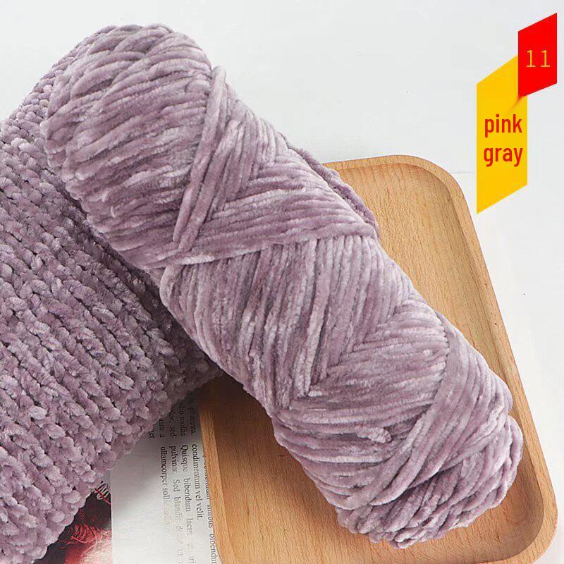 Chenille Golden Silk Velvet Yarn Ball - Medium Thick Glossy Yarn for Hand Knitting and Crochet Slippers.