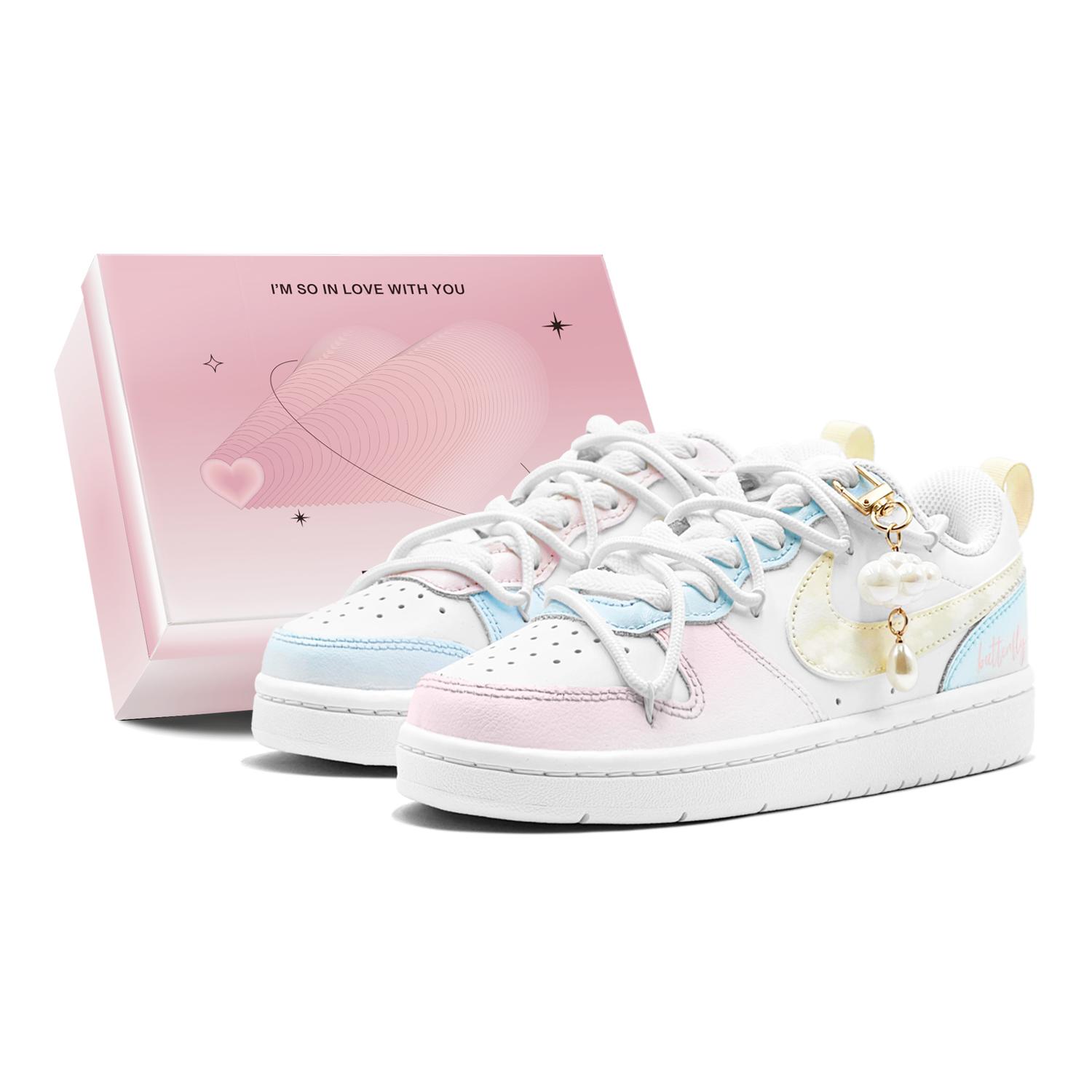 

Nike Court Borough Rainbow Cloud, Reverse Mismatched Design Slip Resistant Low top Casual Skateboard Shoes Women s BQ5448-100(TeamS-S-BOX) 40