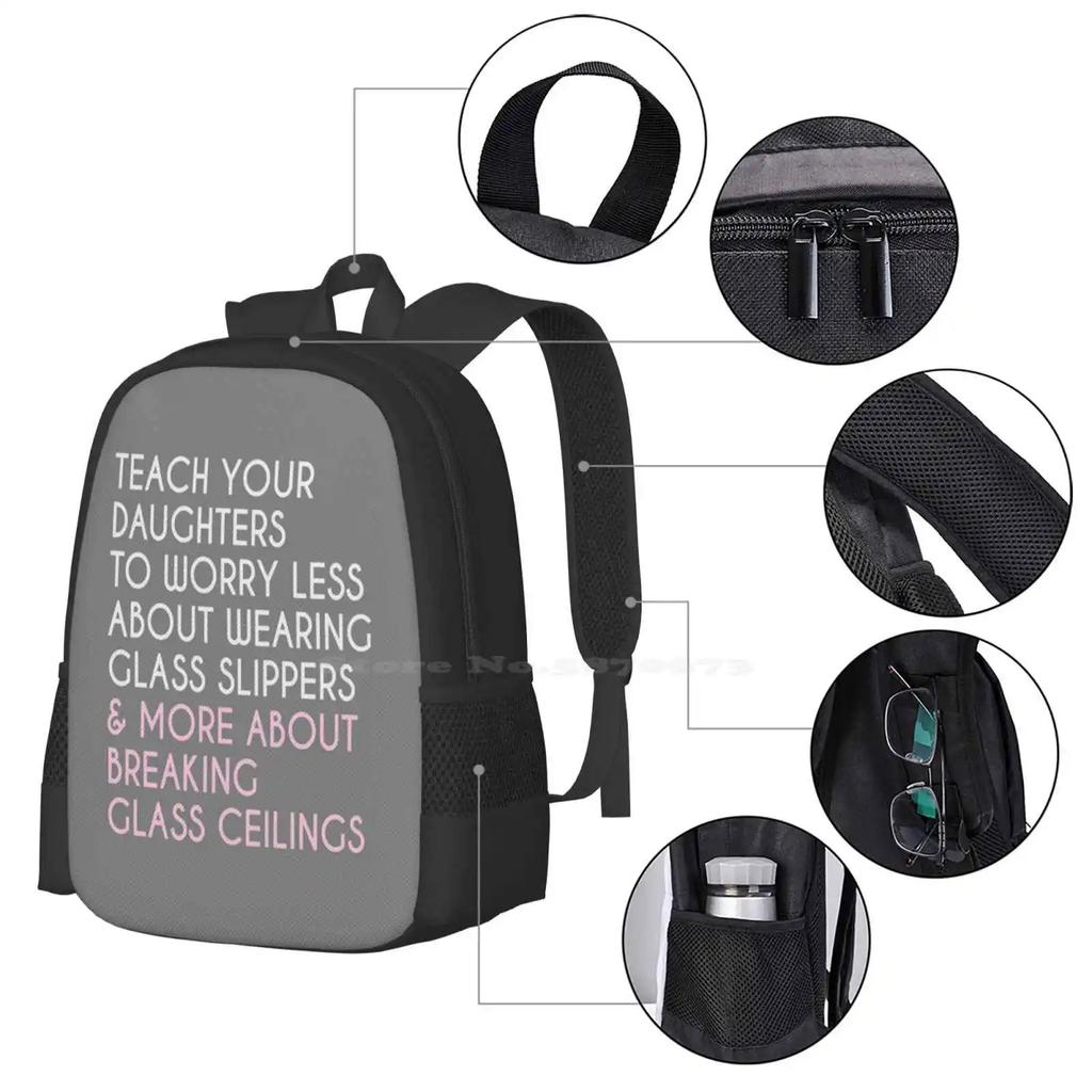 Breaking Glass Ceilings Pattern Design Bag Student's Backpack Feminism Strong Woman Boss Lady Womens Rights Resist