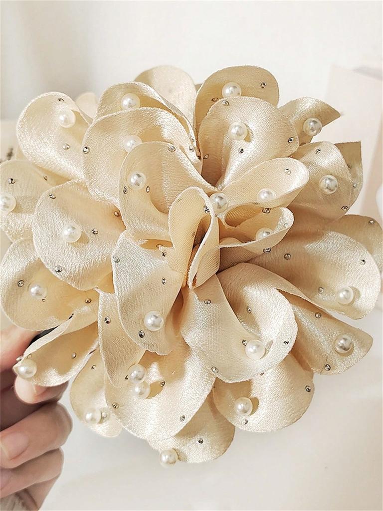 1 Women's Spring New Beads Full of Stars Large Elegant Flower Grab Clip Hair Clip Hair Accessories Net Red Ponytail Hair Clip