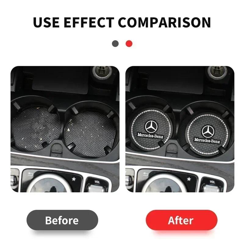 1/2PCS Rhinestone Car Cup Coaster Water Cup Holders Non-Slip Mat Pad for Mercedes Benz AMG A B C E R G Class GLK CLA GLB GLC GLA BW0