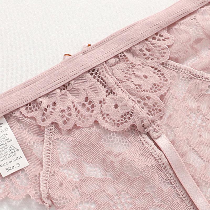 TERMEZY Women Sexy Amazing Panties Low-waist Lace Underwear Female G String Thong Temptation Bow T-back Transparent Lingerie