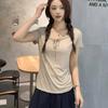 Damen Sommer Modal Schlafanzug Sets Übergröße M bis 6XL Krawattenhals Kurzarm T-Shirt und Kordelzug Hoher Bund Langer Rock Lässige Mode 2-teiliges Set