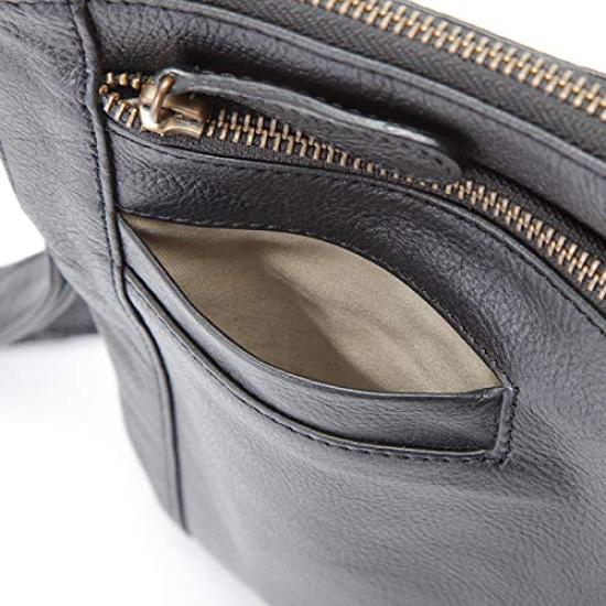 Hirano Bags Herren Umhängetasche aus echtem Leder, A5-Aktenordner-Passform, Vertikal, Crossbody, 22,5 cm breit + Original Lammfell Handschuhe, Marineblau