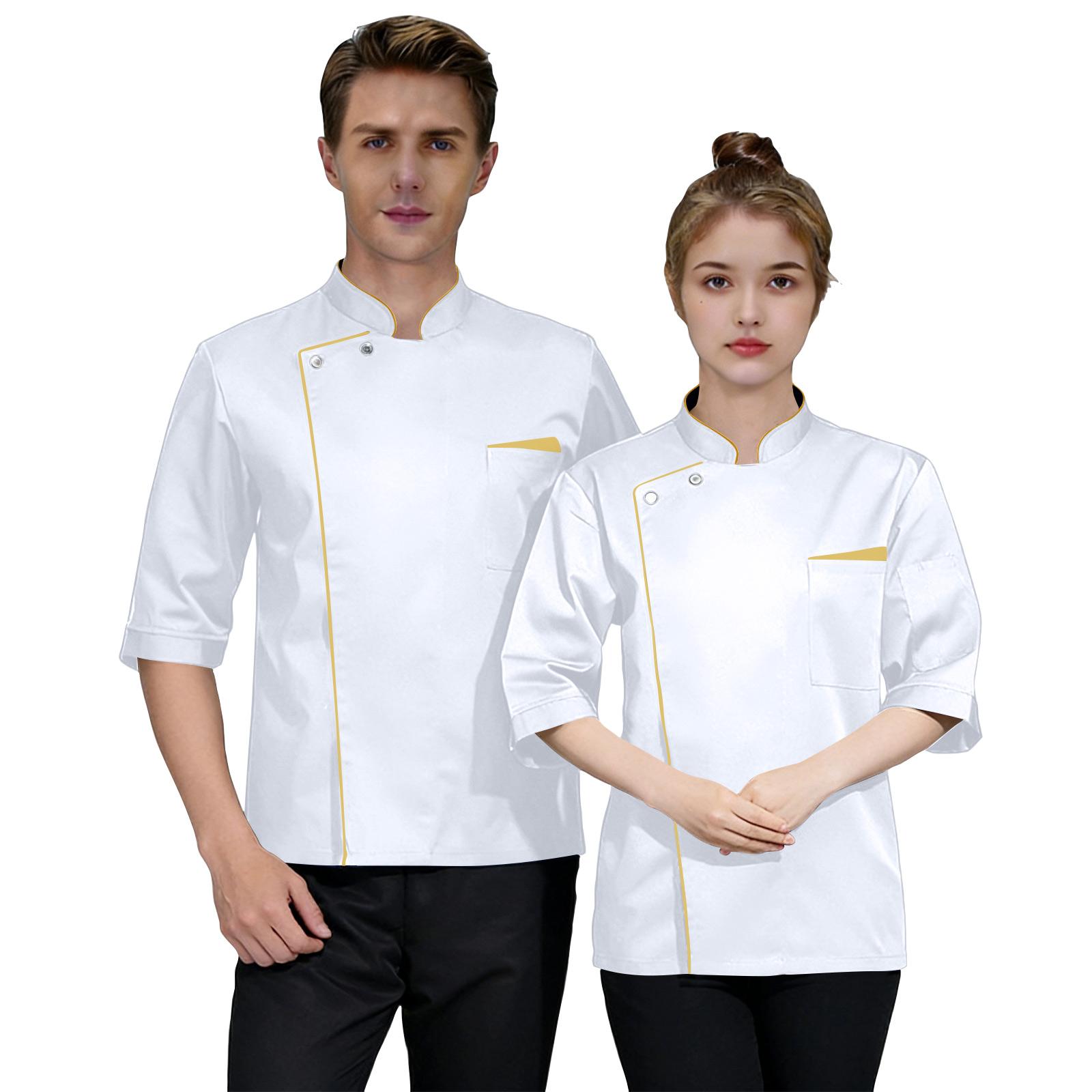 

Unisex Cardigan -Button Short-Sleeved Chef Uniform M білий