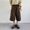 Retro Neutral Style Pants Casual Wide-leg Cropped Pants Men's Summer Loose Suit Pants Couple Straight Shorts