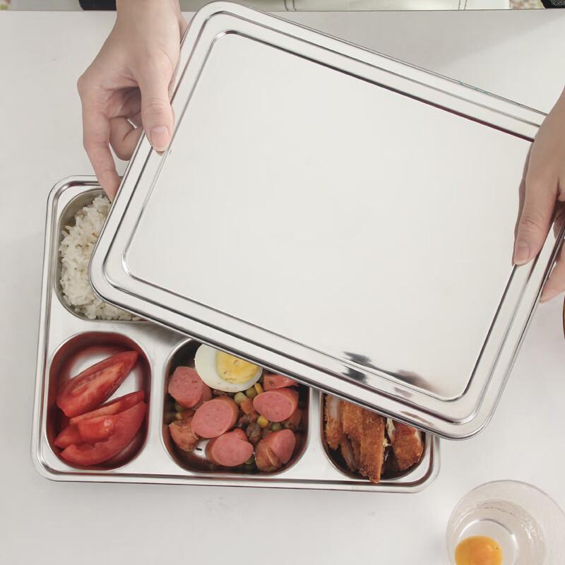 HUIHUADU 304 Stainless Steel Divided Lunch Box with Lid