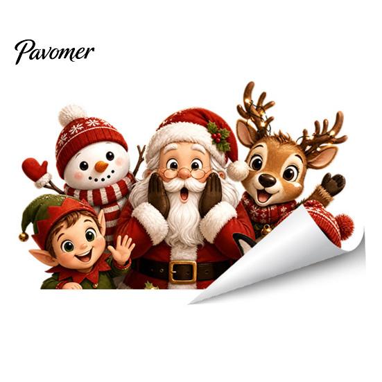 Christmas Gifts for Friends Window Stickers, Static Cling Santa Claus Snowman Reindeer Decals, Cute Animal Art Holiday Glass Clings Home Storefront
