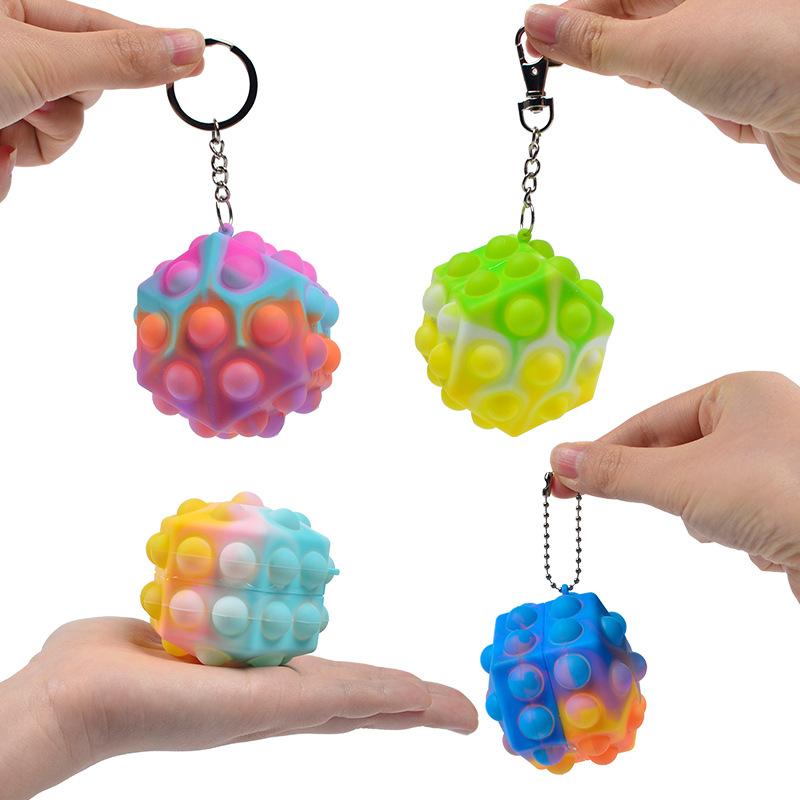 Decompression Finger Bubble Ball Rainbow Ball Push Bubble Antistress Decompression Toys Squeeze 3D Elastic Ball Stress Relief Sensory Toy Gift