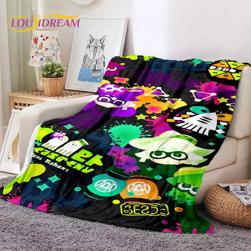 Splatoon3 PC Gamer Cartoon Game Soft Flannel Blanket for Beds Bedroom Sofa Picnic,Throw Blanket for Cover Outdoors Leisure Gift