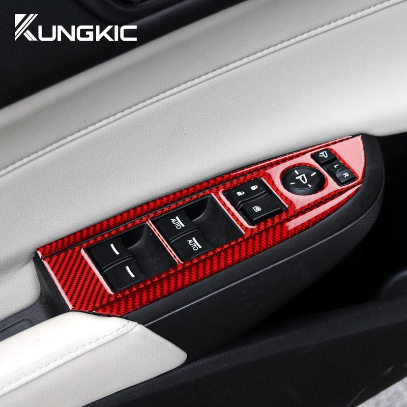 Real Soft Carbon Fiber Sticker for Acura ILX 2013 2014 2015 2016 2017 2018 2019 2020 2021 2022 LHD Car Window Button Panel Trim.