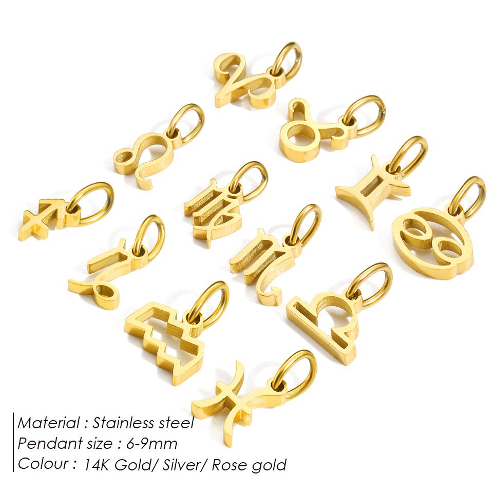 SUNIBI Stainless Steel Star Zodiac Sign 12 Constellation Pendant Accessories for Necklace Women Man Jewelry Gifts