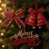 Wine Red Semi-Transparent Christmas Wreath Bow Bell Ornament