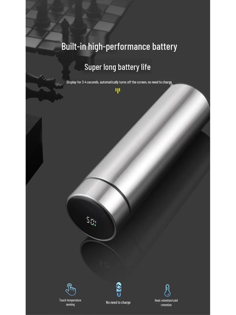 Smart Stainless Steel Insulated Cup with Touch Temperature Display - Office & Business Tea Brewing Gift