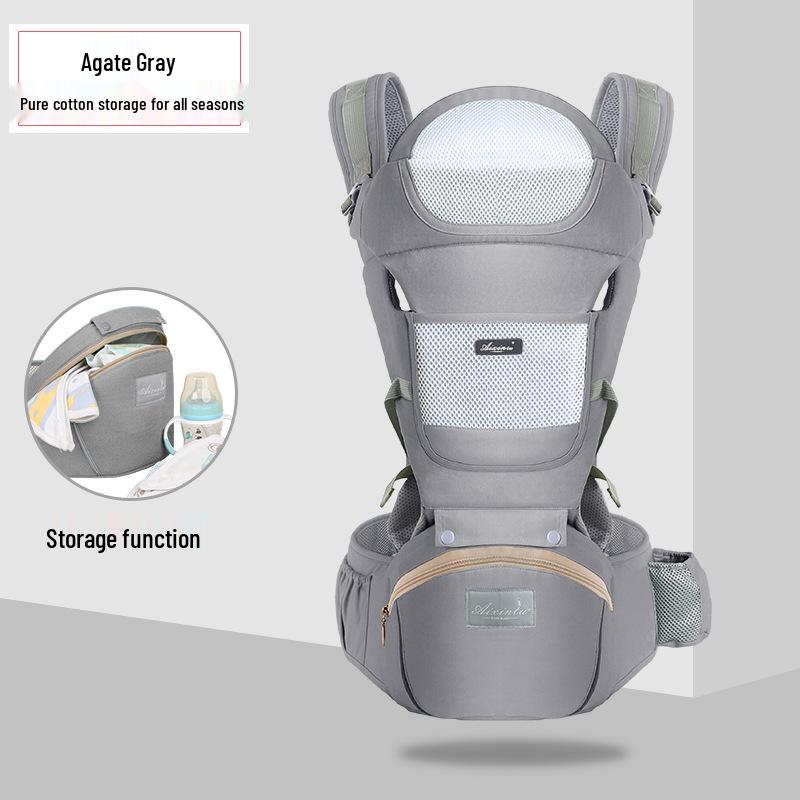 Foldable Baby Carrier Waist Stool: Dual-Use, Breathable & Portable, Front and Back Double Shoulder Baby Holder.