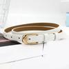 Women Faux Leather Belt Thin Waistband Decorative Waist Ornament for Jeans and Dresses Elegant Design with Gold Buckle