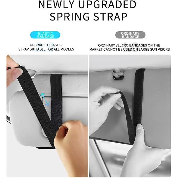 Car Sun Visor Organizer Glasses Case Storage Bag Note Holder Car Suede Zipper Card Hold Car Organizers And Storage (Black)