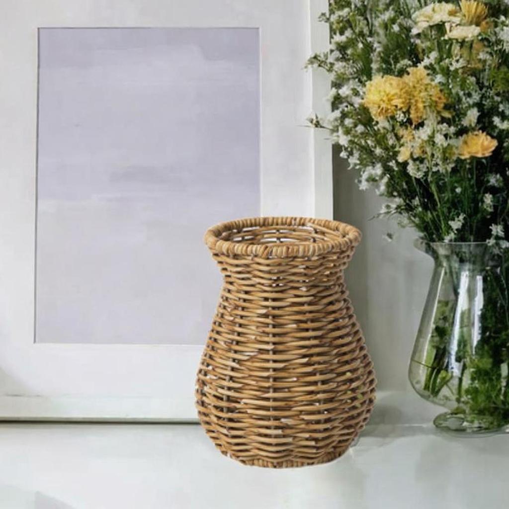 Woven Vase Plants Flower Pot Country Style Art Vase Woven Flower Vase Rustic Flower Vase for Hotel House Tabletop Decoration