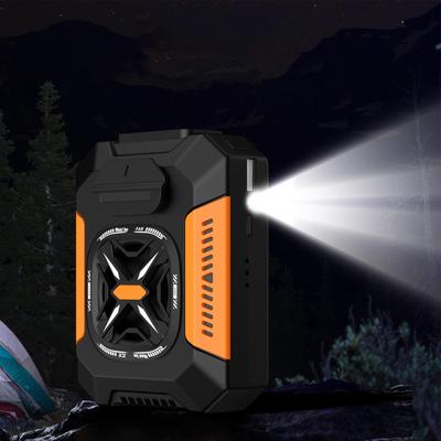 3 Geschwindigkeitsstufen 5000mAh Tragbares Kühlgerät Tragbarer Hüftventilator mit LED-Licht für Notfälle Draußen Wandern Zuhause Camping
