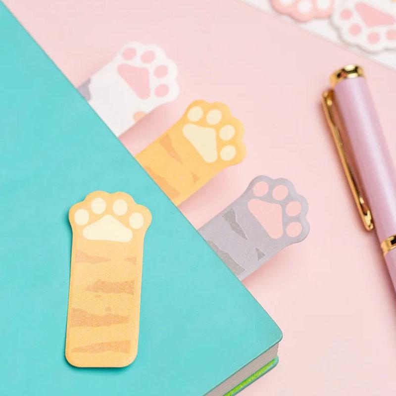 1 Piece Kawaii Stationery Cartoon Cat Paw Memo Pad Bookmark Flags Index Tab Sticky Notes Label Paper Stickers