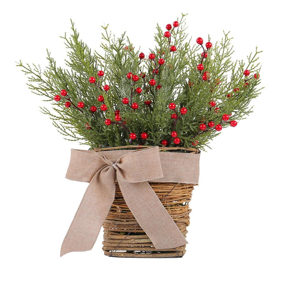 Hanging  Wreaths For Front Door, Xmas Door Hanger Basket Winter Wreath With Berry  Needles For Indoor Outdoor Decorations