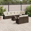 Vidaxl 9-Cz. Gartenmöbel-Set mit Kissen, Braun, Polyrattan